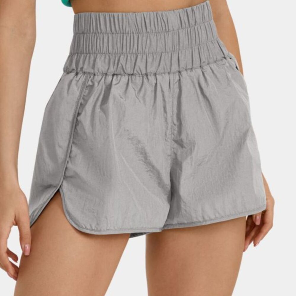 Halara Gray Lightweight Nylon High Waist Split Hem 2 In 1 Active Shorts Sz XS